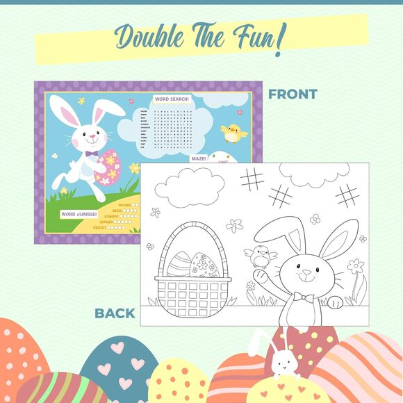 Spring Easter Activity Sheets for Kids Coloring Activity Party Game Pack for 8 - Picture 2 of 3